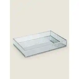 Asda George Home Silver-Tone Ribbed Glass Tray offer