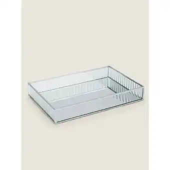 Asda George Home Silver-Tone Ribbed Glass Tray offer