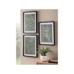 Asda George Home Green A3 Plants Framed Prints - Set of 3 offer