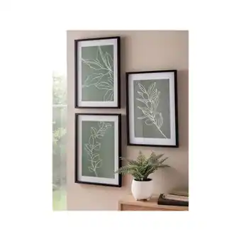 Asda George Home Green A3 Plants Framed Prints - Set of 3 offer