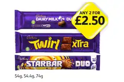 Londis Cadbury Duo Dairy Milk, Twirl, Starbar offer