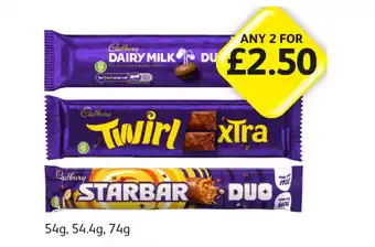 Londis Cadbury Duo Dairy Milk, Twirl, Starbar offer