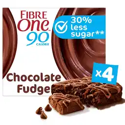 Tesco Fibre One 90 Calorie Chocolate Fudge Brownies Snack Bars 4 x 24g offer