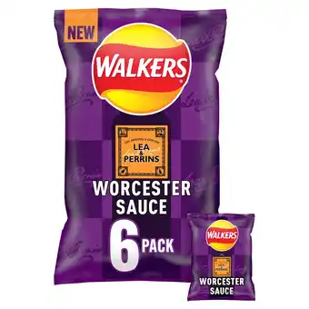 Tesco Walkers Lea & Perrins Worcestershire Sauce Multipack Crisps 6x25g offer