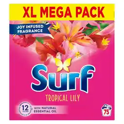Tesco Surf Tropical Lily Laundry Washing Detergent Powder 75 Washes 3750g offer