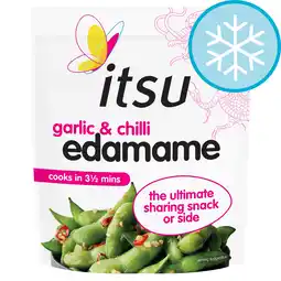 Tesco itsu garlic & chilli edamame 300g offer