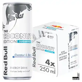 Tesco Red Bull Sugar Free Coconut Edition Energy Drink 4 x 250ml offer