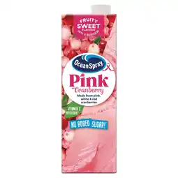 Tesco Ocean Spray No Added Sugar Pink Cranberry Juice Drink 1 Litre offer