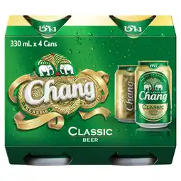 Tesco Chang Classic Beer 5% 4 X 330Ml offer