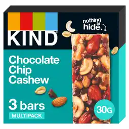 Tesco Kind Chocolate Chip Cashew & Mixed Nut Bar 3 x 30g offer