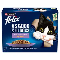 Morrisons FELIX As Good As it Looks Favourites Selection Wet Cat Food 12x85g offer