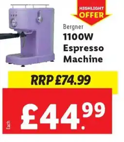Lidl Bergner 1100W Espresso Machine offer