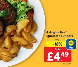Lidl 4 Angus Beef Quarterpounders offer