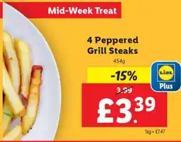 Lidl 4 Peppered Grill Steaks offer
