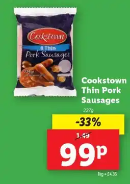 Lidl Cookstown Thin Pork Sausages offer
