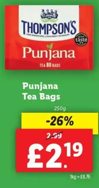 Lidl Punjana Tea Bags offer