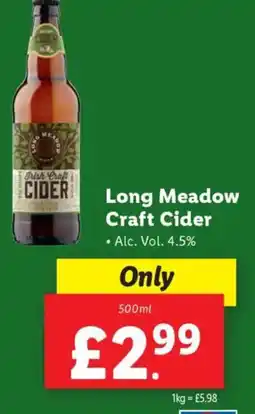 Lidl Long Meadow Craft Cider offer