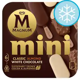 Tesco Magnum Mini Classic, Almond & White Chocolate Ice Cream Sticks 6x55ml offer
