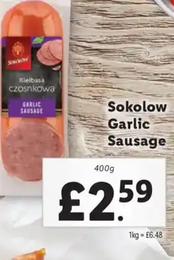 Lidl Sokolow Garlic Sausage offer