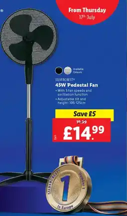 Lidl SILVERCREST 45W Pedestal Fan offer
