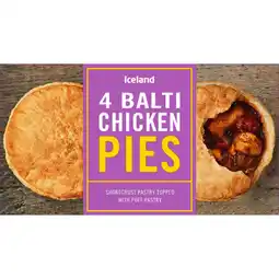 Iceland Iceland 4 Balti Chicken Pies 568g offer