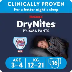 Tesco Huggies DryNites Pyjama Pants - Age 3-4 16 Pack offer