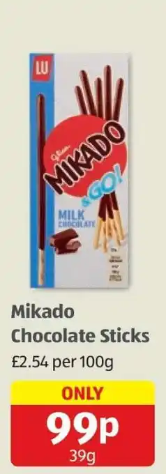 Aldi Mikado Chocolate Sticks offer