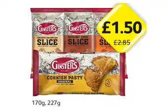 Londis Ginsters Slice Chicken & Mushroom, Peppered Steak, Chicken Tikka, Cornish Pasty offer