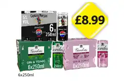 Londis Captain Morgan Pepsi Max, Gordon's Gin & Tonic, Premium Pink offer