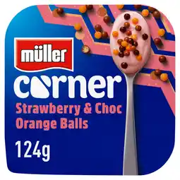 Asda Muller Corner Strawberry & Choc Orange Balls Deliciously Creamy Yogurt 124g offer