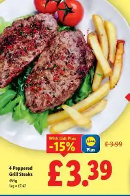 Lidl 4 Peppered Grill Steaks offer