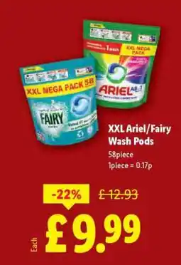 Lidl XXL Ariel/Fairy Wash Pods offer