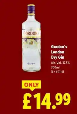 Lidl Gordon’s London Dry Gin offer