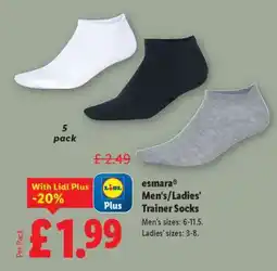 Lidl esmara Men's/Ladies' Trainer Socks offer