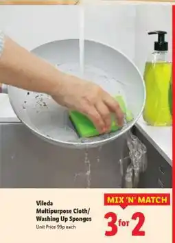 Lidl Vileda Multipurpose Cloth/Washing Up Sponges offer