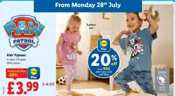 Lidl Paw Patrol Kids' Pyjamas offer