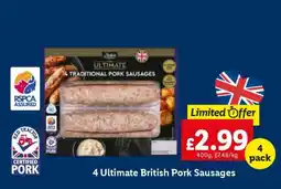Lidl 4 Ultimate British Pork Sausages offer
