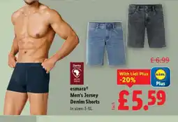 Lidl esmara Men's Jersey Denim Shorts offer