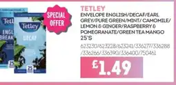 Bestway TETLEY Envelope english/decaf/earl grey/pure green/mint/camomile/ lemon & ginger/raspberry & pomegranate/green tea mango offer