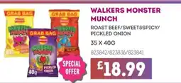 Bestway WALKERS MONSTER MUNCH Roast beef/sweet&spicy/ pickled onion offer