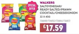 Bestway WALKERS Salt&vinegar/ ready salted/prawn cocktail/cheese&onion offer