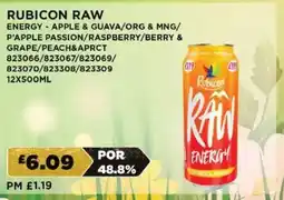 Bestway RUBICON RAW Energy - apple & guava/org & mng/ p'apple passion/raspberry/berry & grape/peach&aprct offer