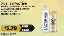 Bestway ACTI-VIT/ACTIPH Mango, pineapple & passion/ alkaline ionised water offer