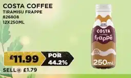 Bestway COSTA COFFEE Tiramisu frappe offer