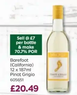 Bestway Barefoot (California) Pinot Grigio offer