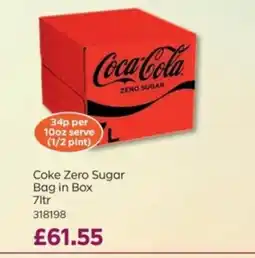 Bestway Coke Zero Sugar Bag in Box offer