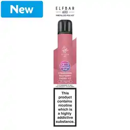 Morrisons Elfbar 600 Rechargeable Prefilled Pod Kit Straw Rasp Cherry Ice offer