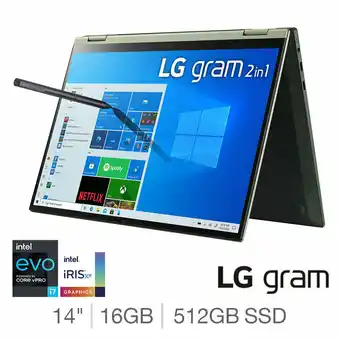 Costco LG Gram, Intel Core i7, 16GB RAM, 512GB SSD, 14 Inch Convertible Ultra-Lightweight Laptop, 14T90P-K.AA74A1 offer
