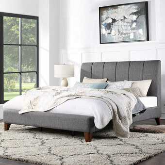 Costco Northridge Home Grey Upholstered Bed Frame offer