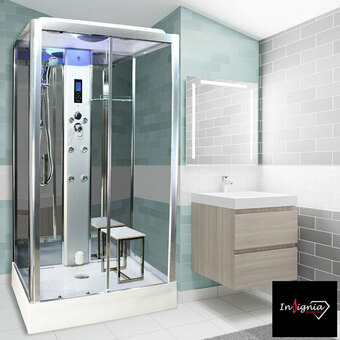 Costco Insignia Diamond 1150 x 850mm Rectangular Steam Shower in 2 Colours offer